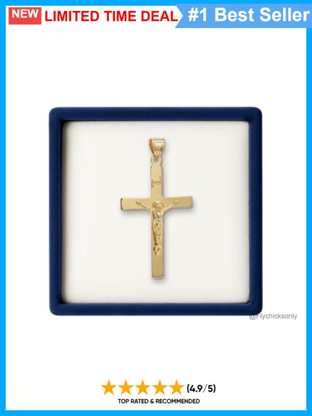 14K Gold-Filled Crucifix Pendant Necklace Christian Catholic Jewelry